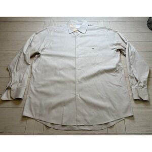 Lacoste VTG Made In France Men Button Down Sz 44 Cream Long Sleeve NWOT Shirt